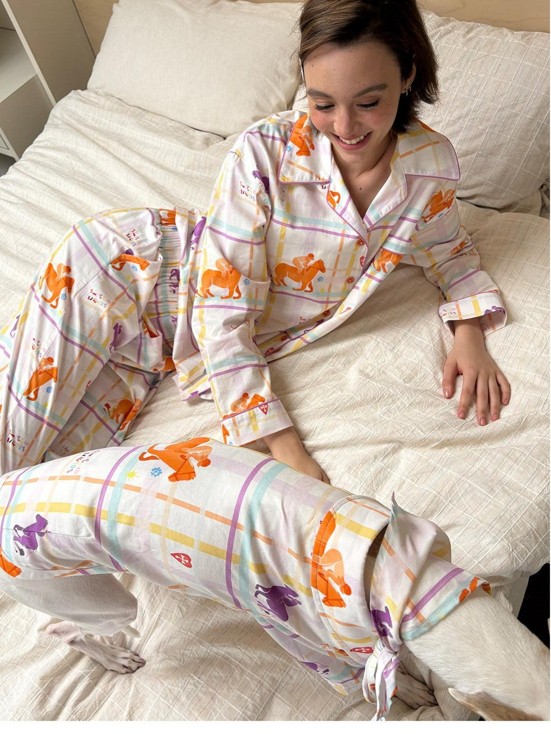 sancco house Circus Dog Print Plaid Women&