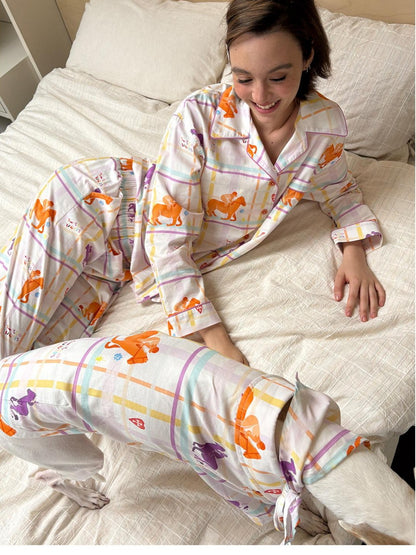 sancco house Circus Dog Print Plaid Women&