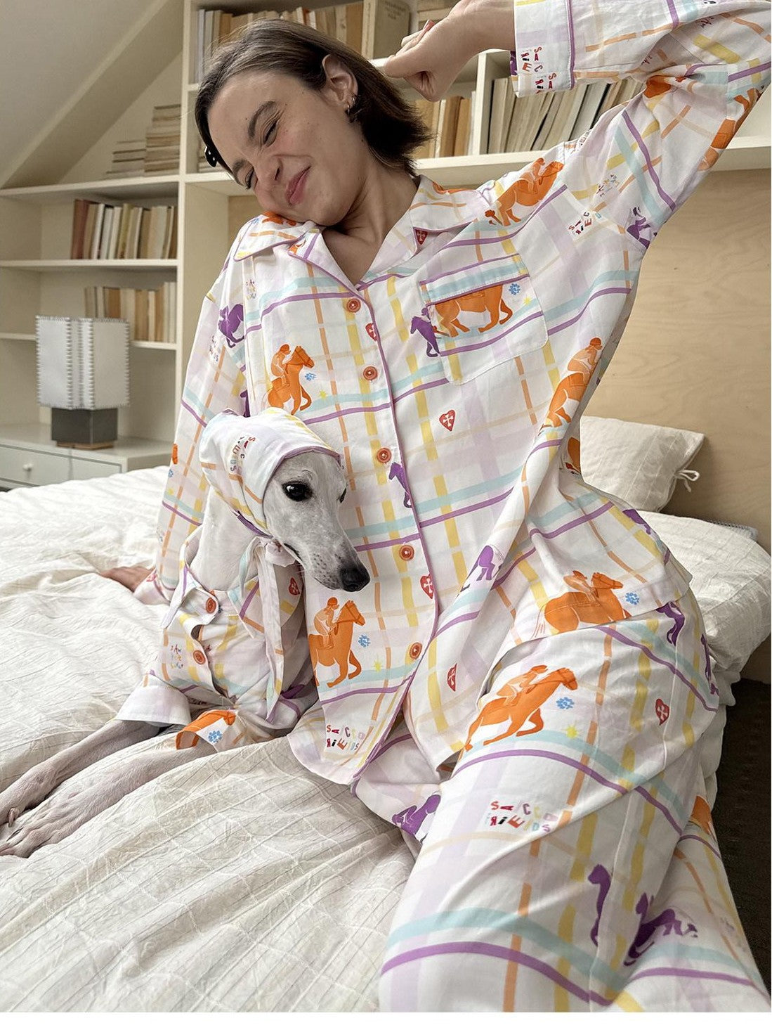 sancco house Circus Dog Print Plaid Women&