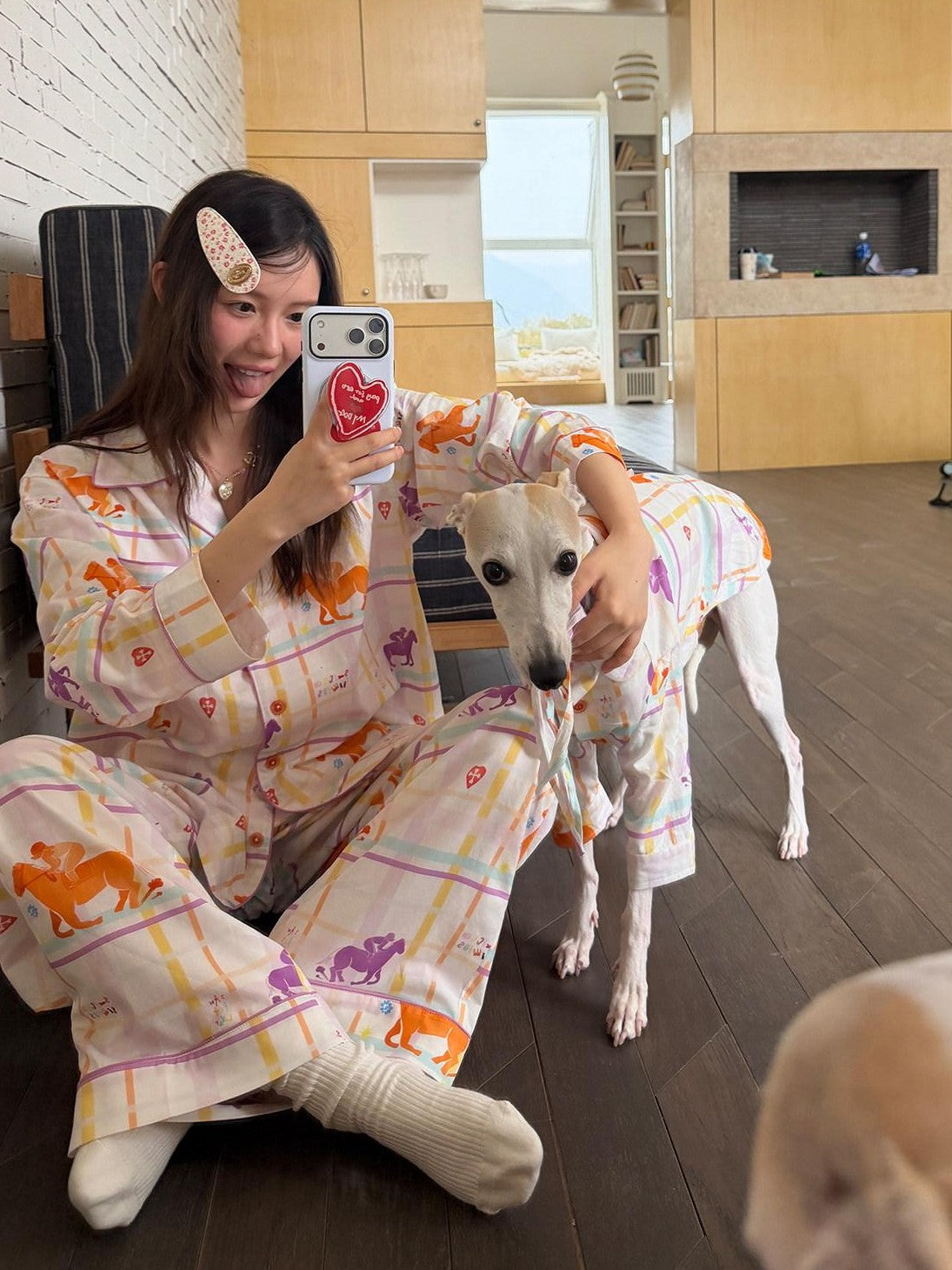 sancco house Circus Dog Print Plaid Women&