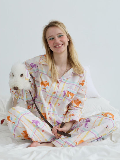 sancco house Circus Dog Print Plaid Women&