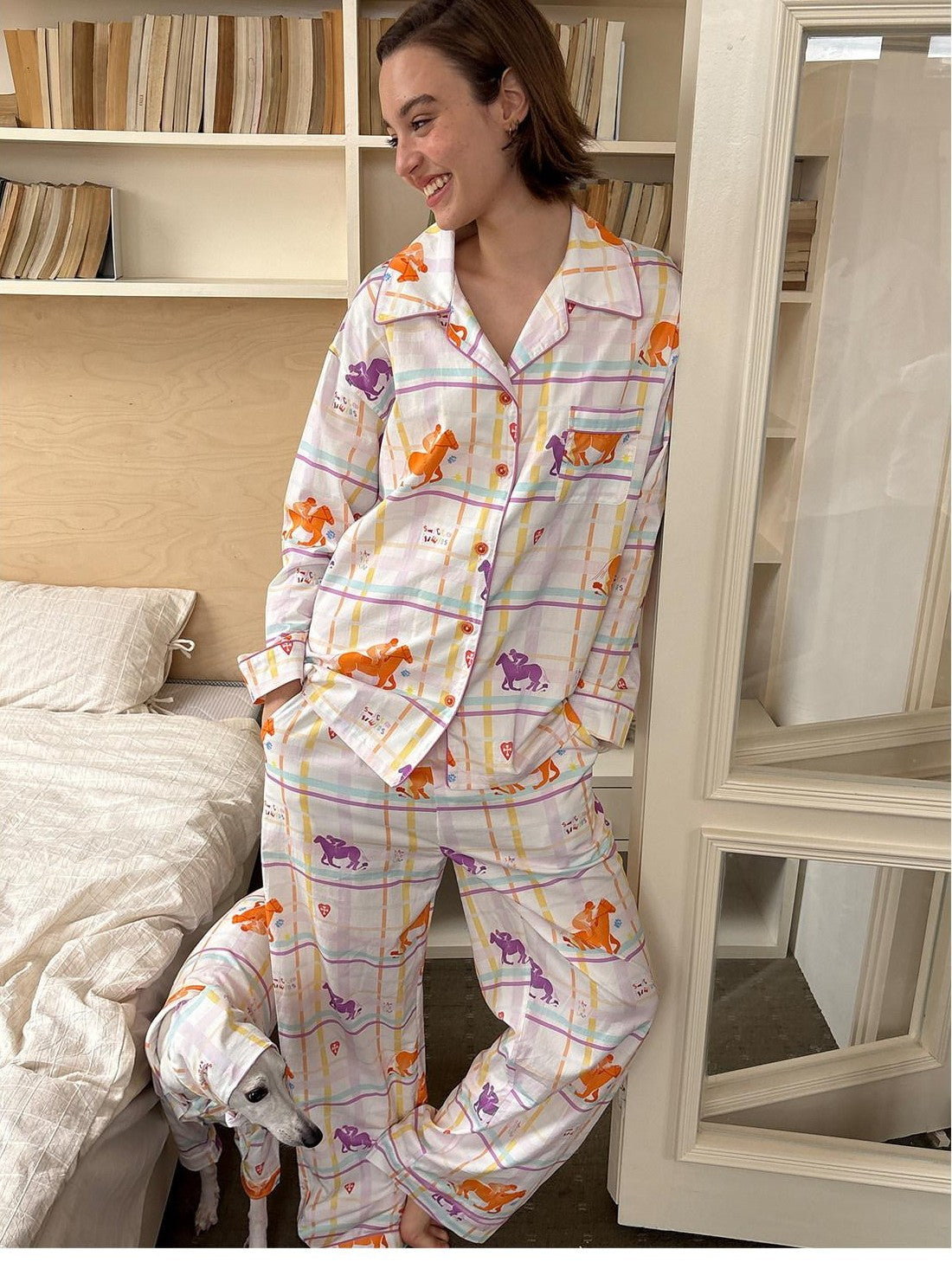 sancco house Circus Dog Print Plaid Women&