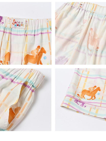 sancco house Circus Puppy Plaid Shirt Collar Women&
