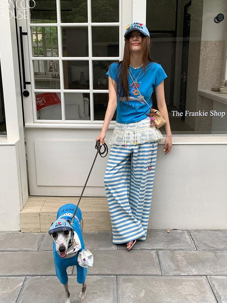 sancco house Colorblock 3d Embroidered Pet Matching Women&