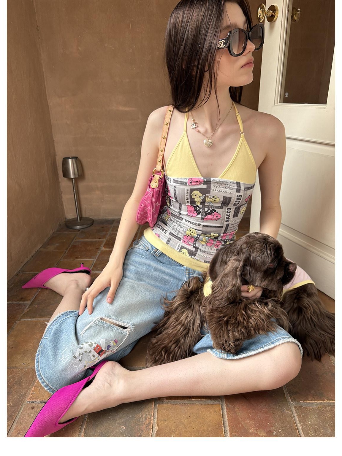 sancco house Colorblock Illustration Adjustable High Stretch Women&