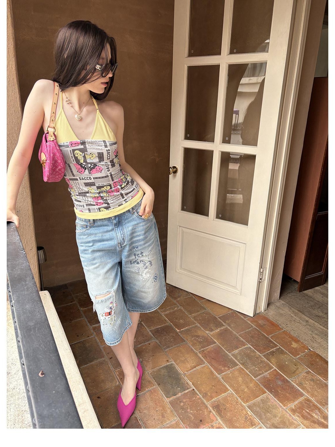 sancco house Colorblock Illustration Adjustable High Stretch Women&