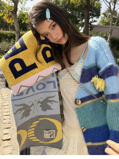 sancco house Colorblock Letter Jacquard Women&