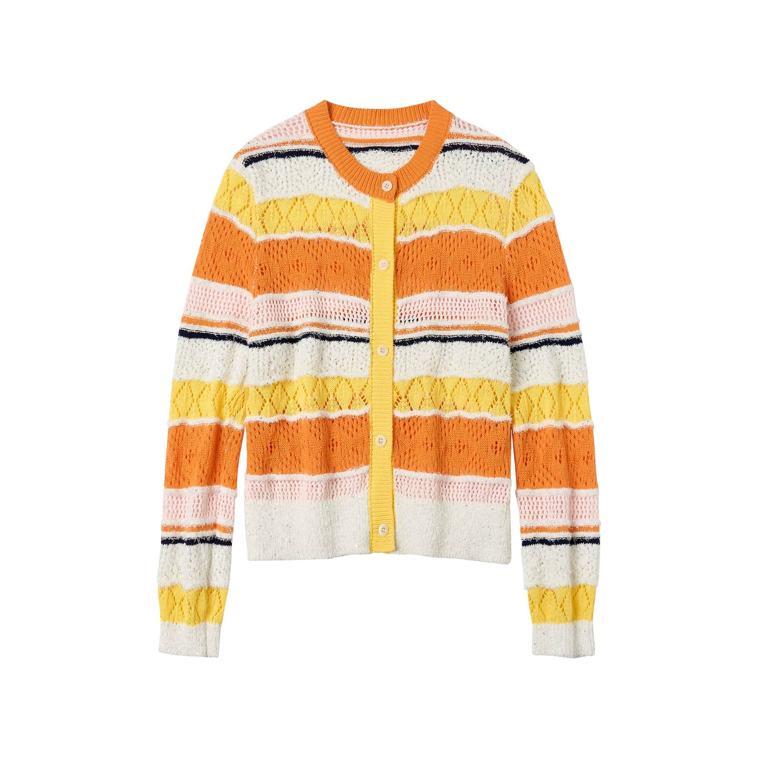 sancco_house_Colorblock_Openwork_Striped_Cardigan_Women&
