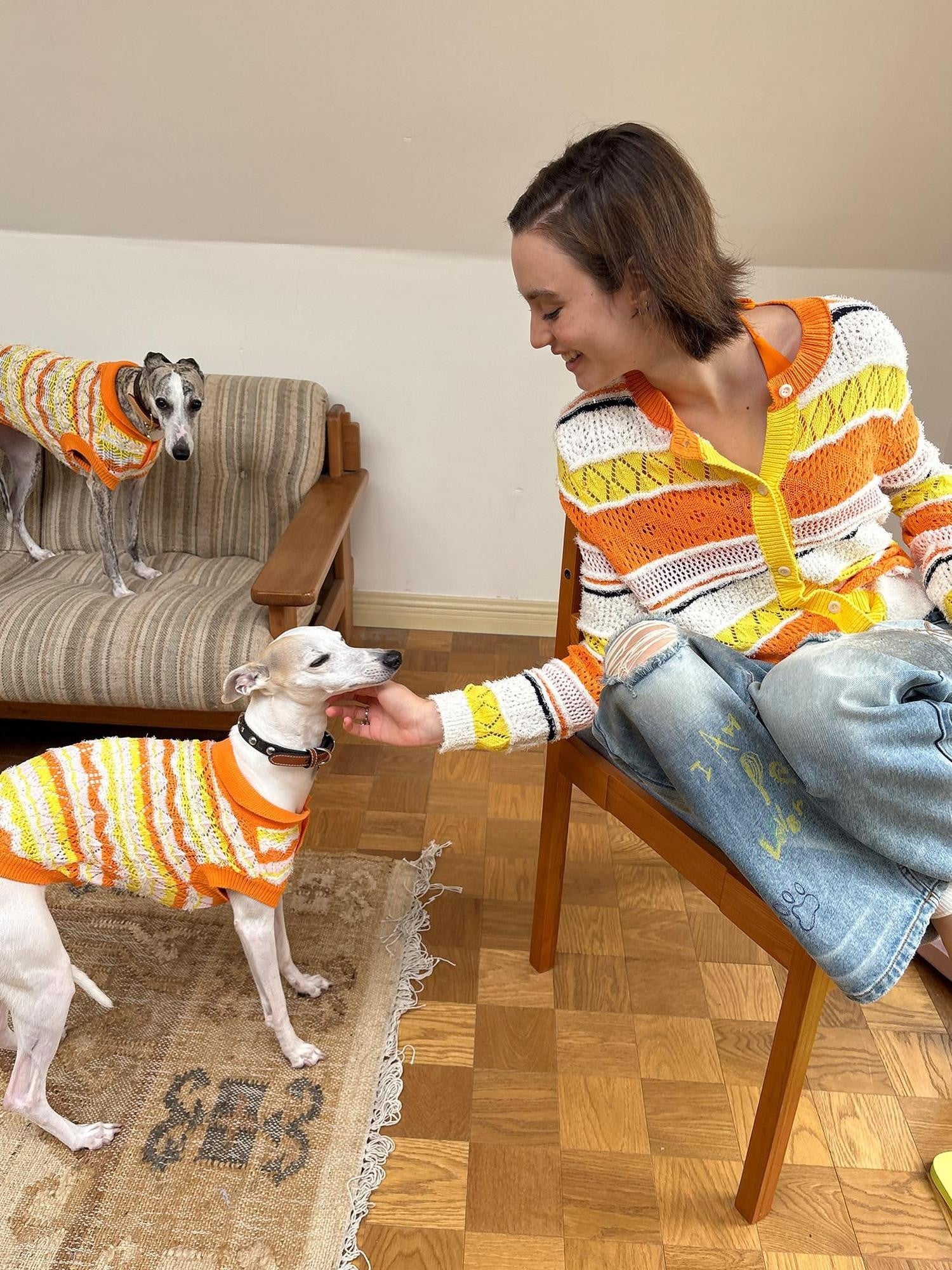 sancco house Colorblock Openwork Striped Cardigan Women&
