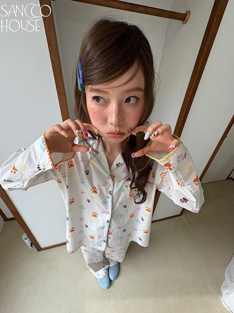 sancco house Colorful Cat Paw Print Embroidered Women&
