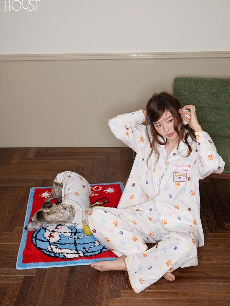 sancco house Colorful Cat Paw Print Embroidered Women&