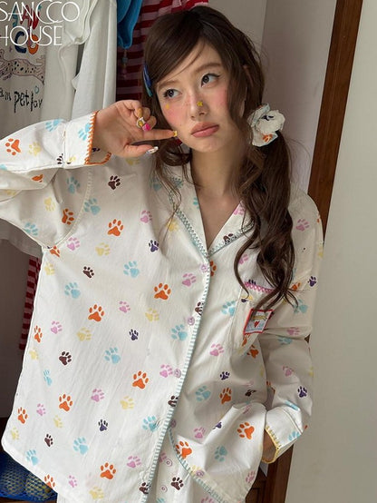 sancco house Colorful Cat Paw Print Women&