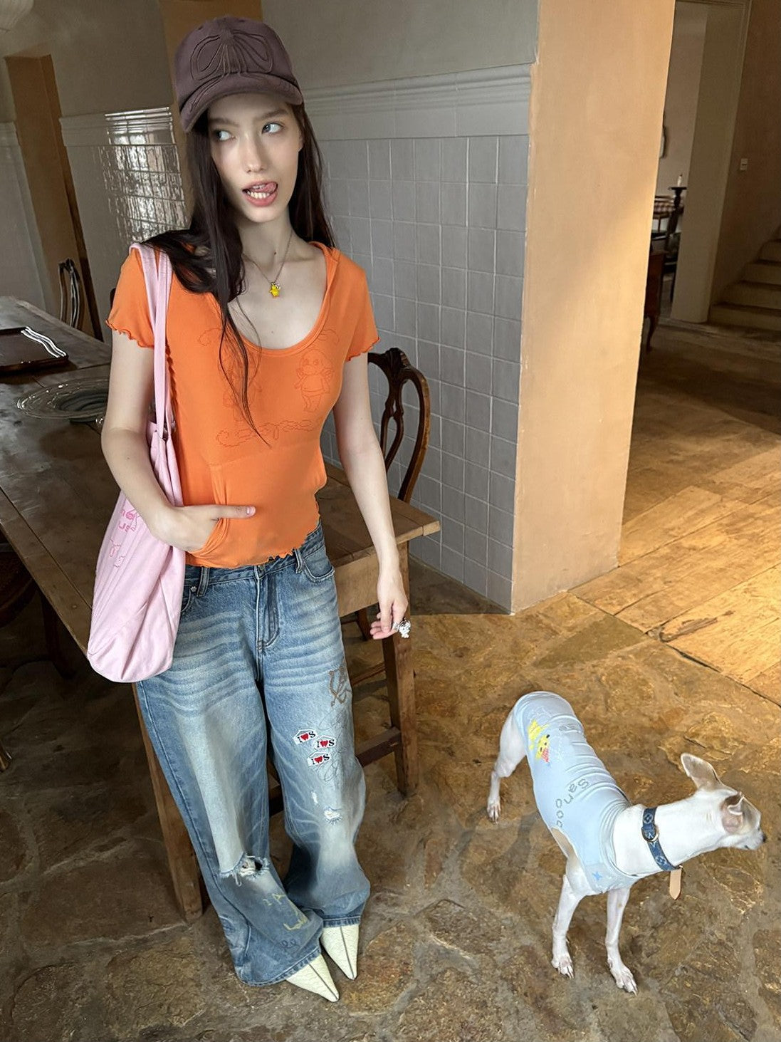 sancco house Colorful Dog Cartoon Handheld Crossbody Spacious Women&