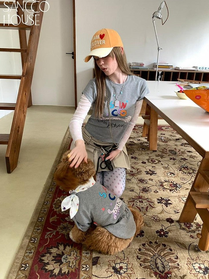 sancco house Colorful Dog Heart Letter Print Women&