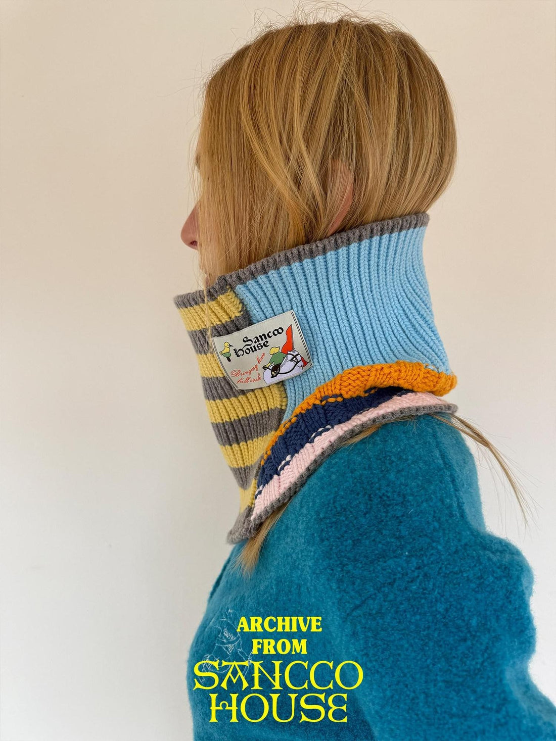 sancco house Colorful Patchwork Striped Knit Pullover Women&