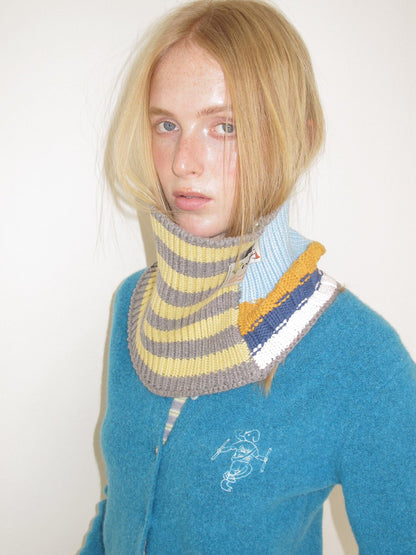 sancco house Colorful Patchwork Striped Knit Pullover Women&