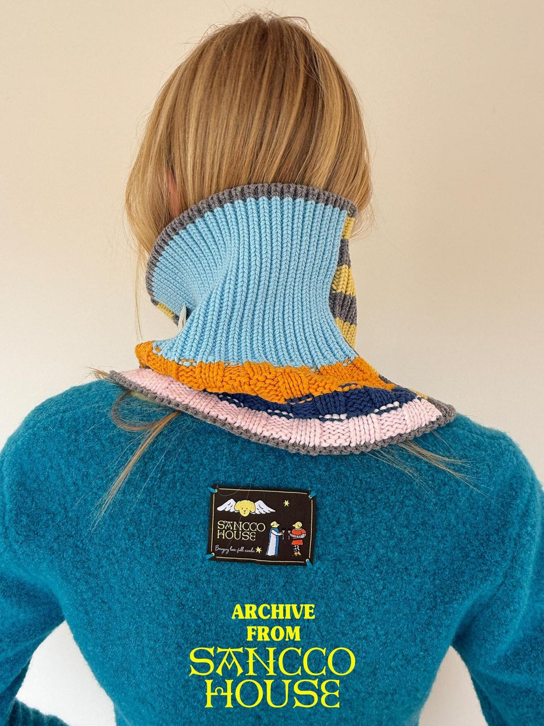 sancco house Colorful Patchwork Striped Knit Pullover Women&