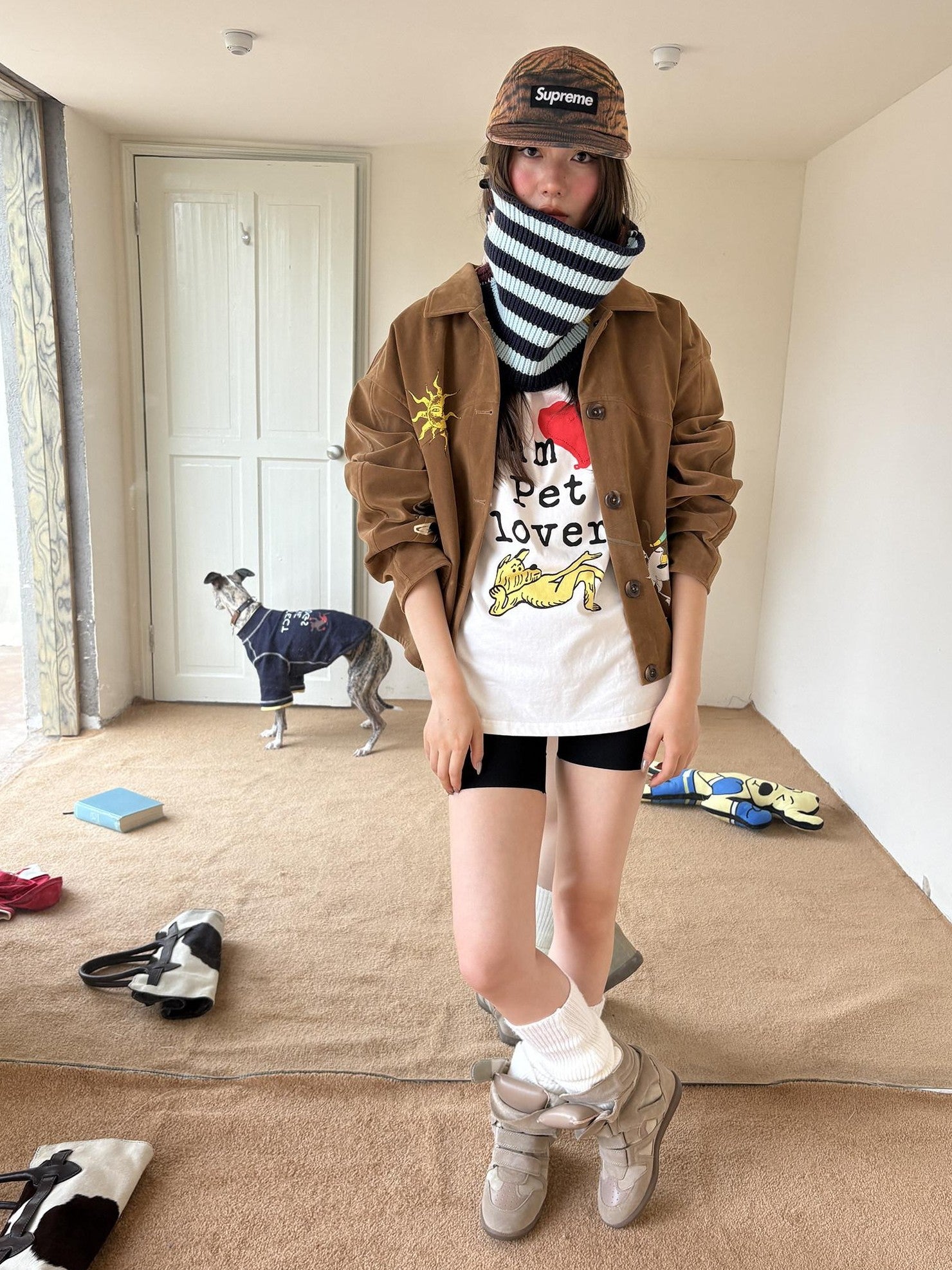 sancco house Colorful Patchwork Striped Knit Pullover Women&