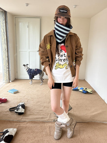 sancco house Colorful Patchwork Striped Knit Pullover Women&