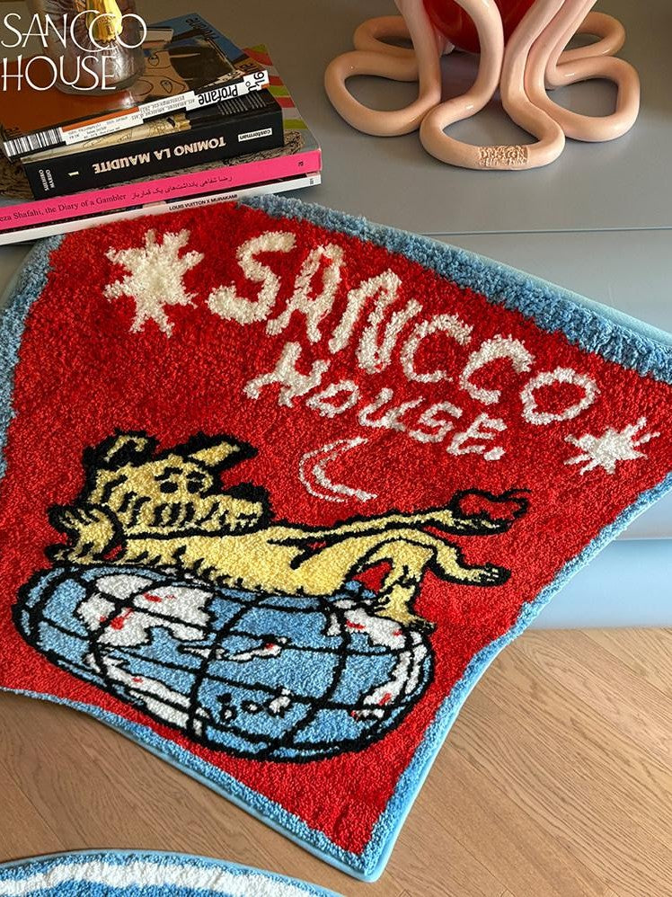 sancco house Colorful Puppy Jacquard Rectangular Plush Women&