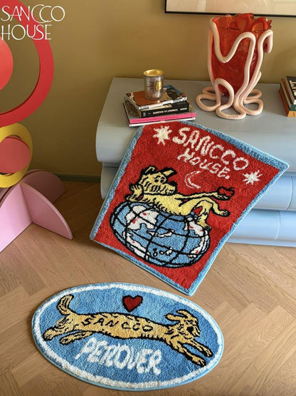 sancco house Colorful Puppy Jacquard Rectangular Plush Women&