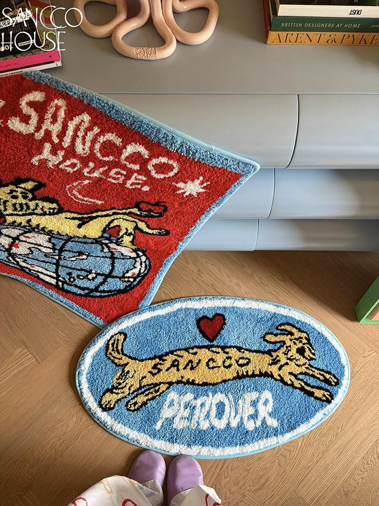 sancco house Colorful Puppy Jacquard Rectangular Plush Women&