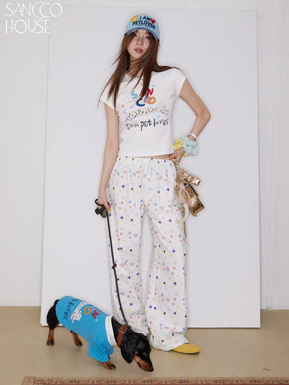 sancco house Colorful Puppy Letter Heart Printed Women&