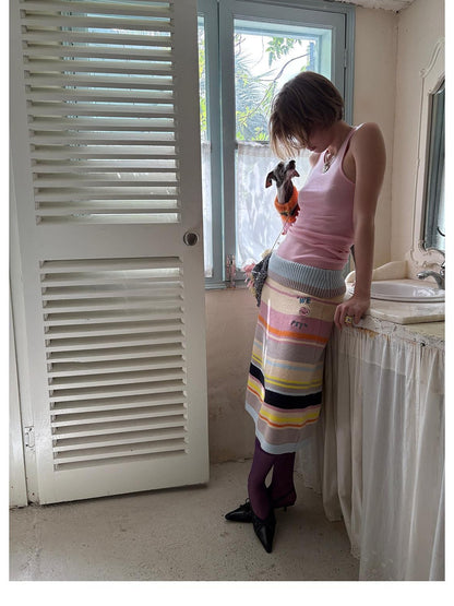 sancco house Colorful Striped Hand Stitched Cropped Women&