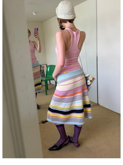 sancco house Colorful Striped Hand Stitched Cropped Women&