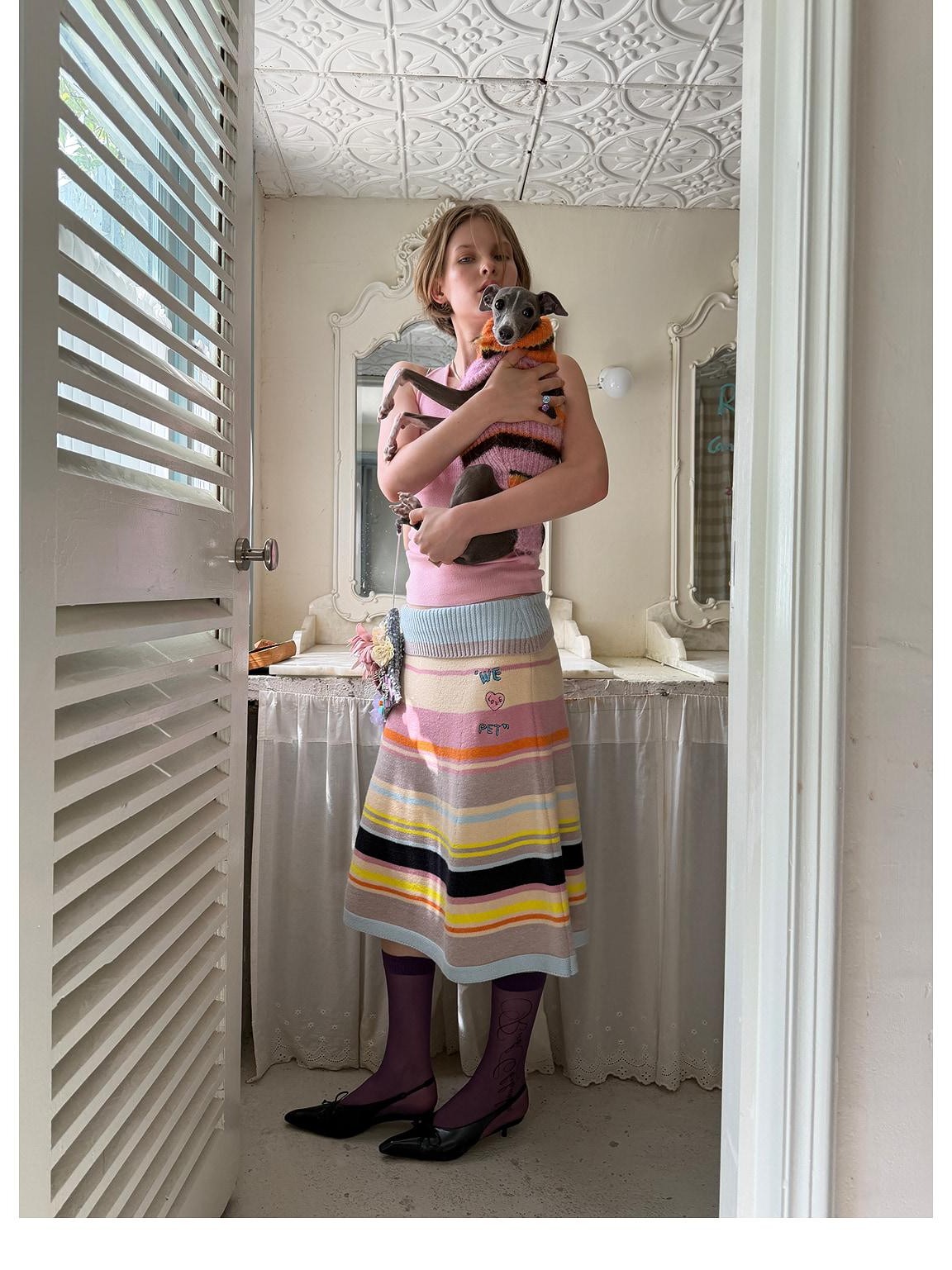 sancco house Colorful Striped Hand Stitched Cropped Women&