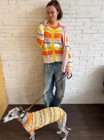 sancco house Colorful Striped Openwork Colorblock Knitted Women&