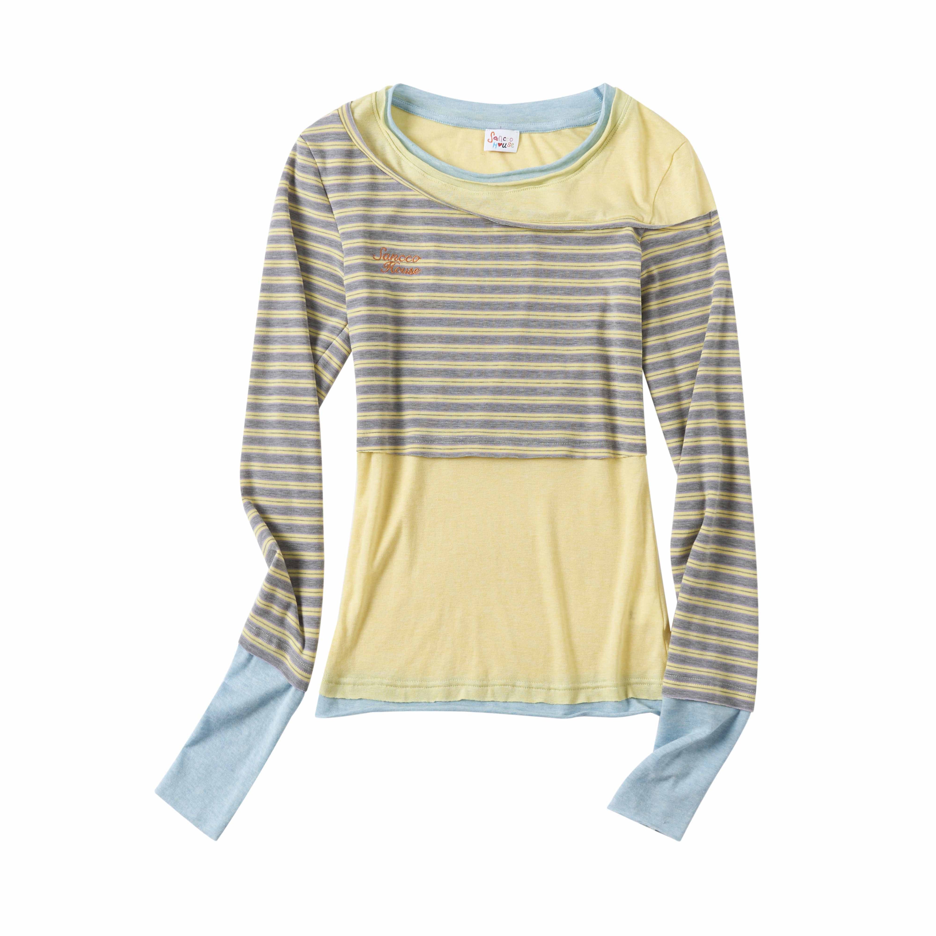 sancco_house_Contrast_Stripe_Patchwork_Embroidered_Women&