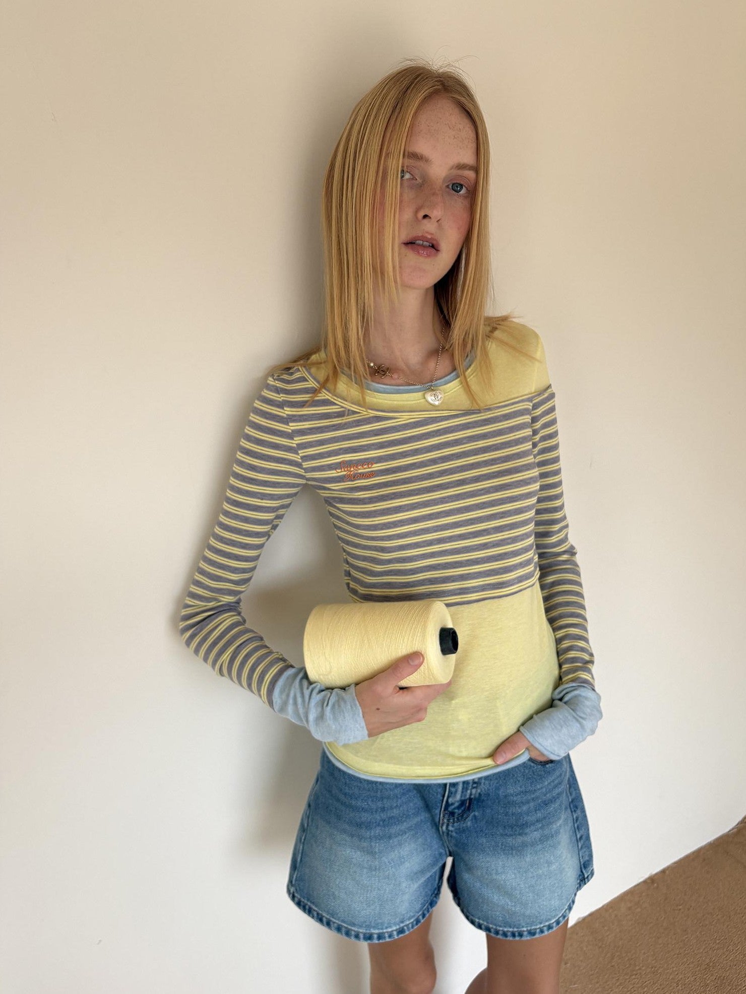 sancco house Contrast Stripe Patchwork Embroidered Women&