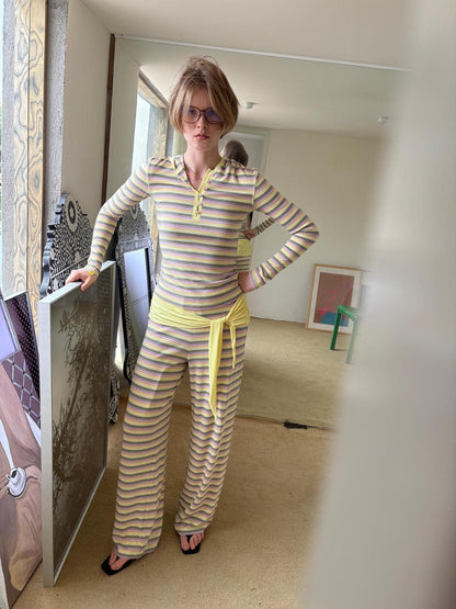 sancco house Contrast Striped Hooded Slim Fit Knit Women&