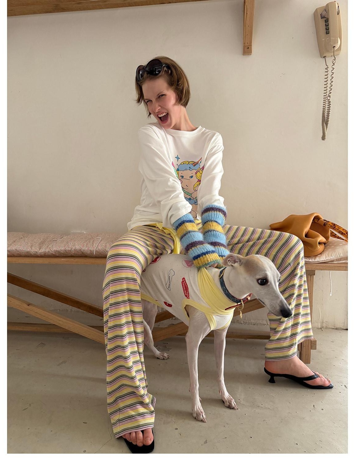 sancco house Contrast Striped Hooded Slim Fit Knit Women&