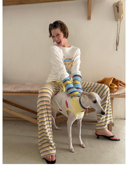 sancco house Contrast Striped Hooded Slim Fit Knit Women&