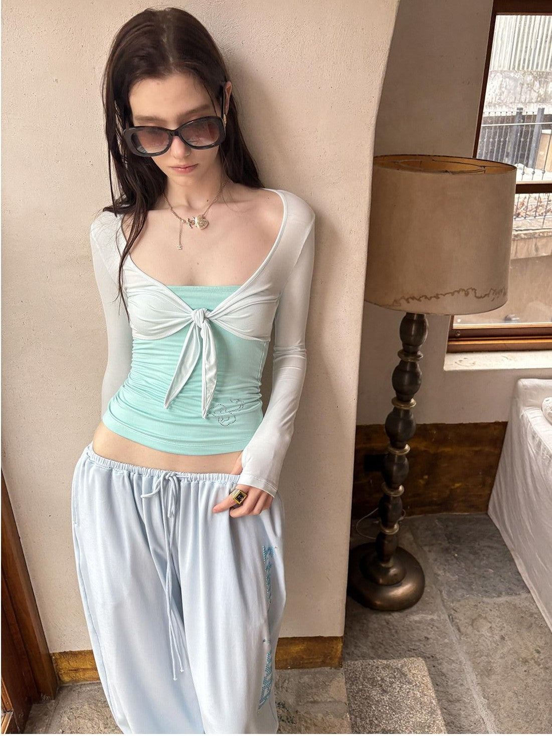 sancco house Cool Tie Shawl Short Uv Protection Long Sleeve Women&