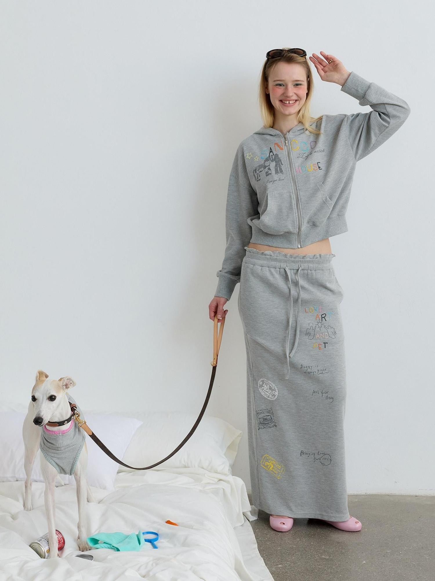 sancco house Cropped Graffiti Print Two Piece Women&