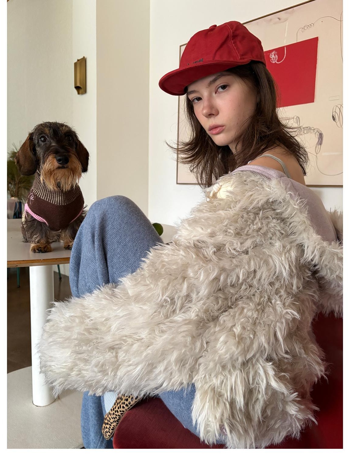 sancco house Curly Faux Fur Reversible Embroidered Hooded Women&