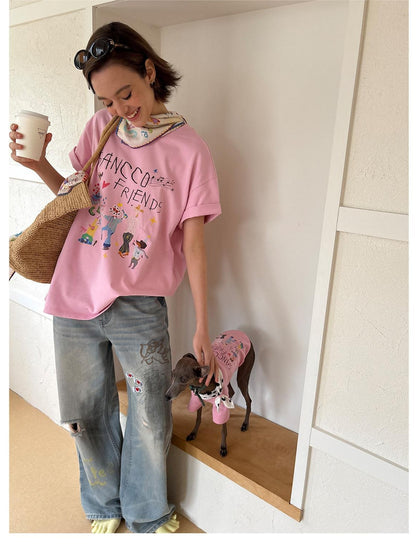 sancco house Cute Print Crewneck Women&