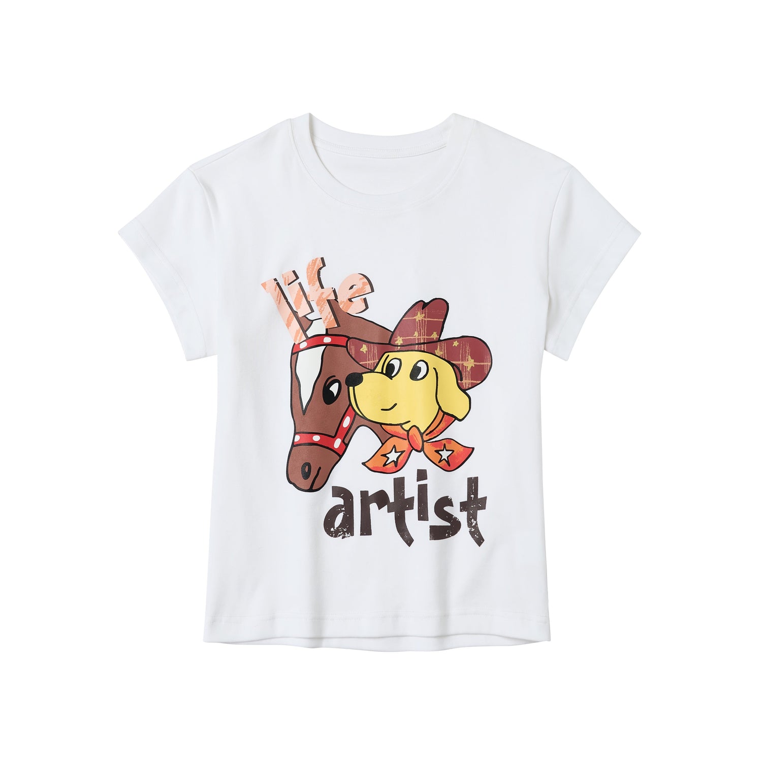 sancco_house_Denim_Puppy_Illustration_Print_Crop_Crew_Neck_Women&