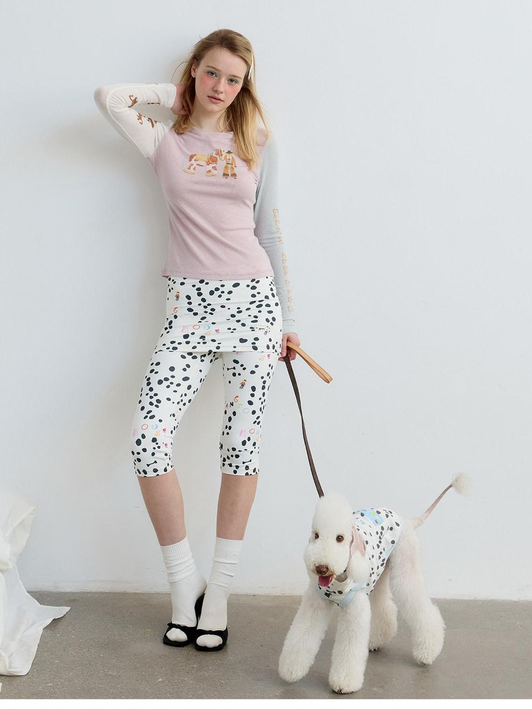 sancco house Denim Puppy Print Colorblock Women&