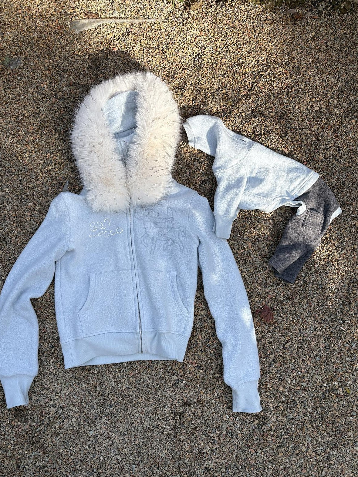 sancco house Detachable Fur Collar Double Sided Fleece Hooded Women&