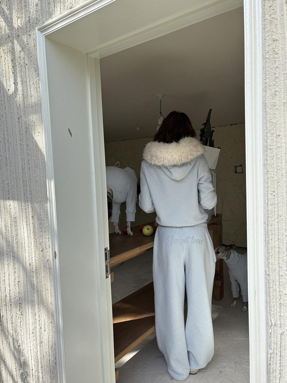 sancco house Detachable Fur Collar Double Sided Fleece Hooded Women&