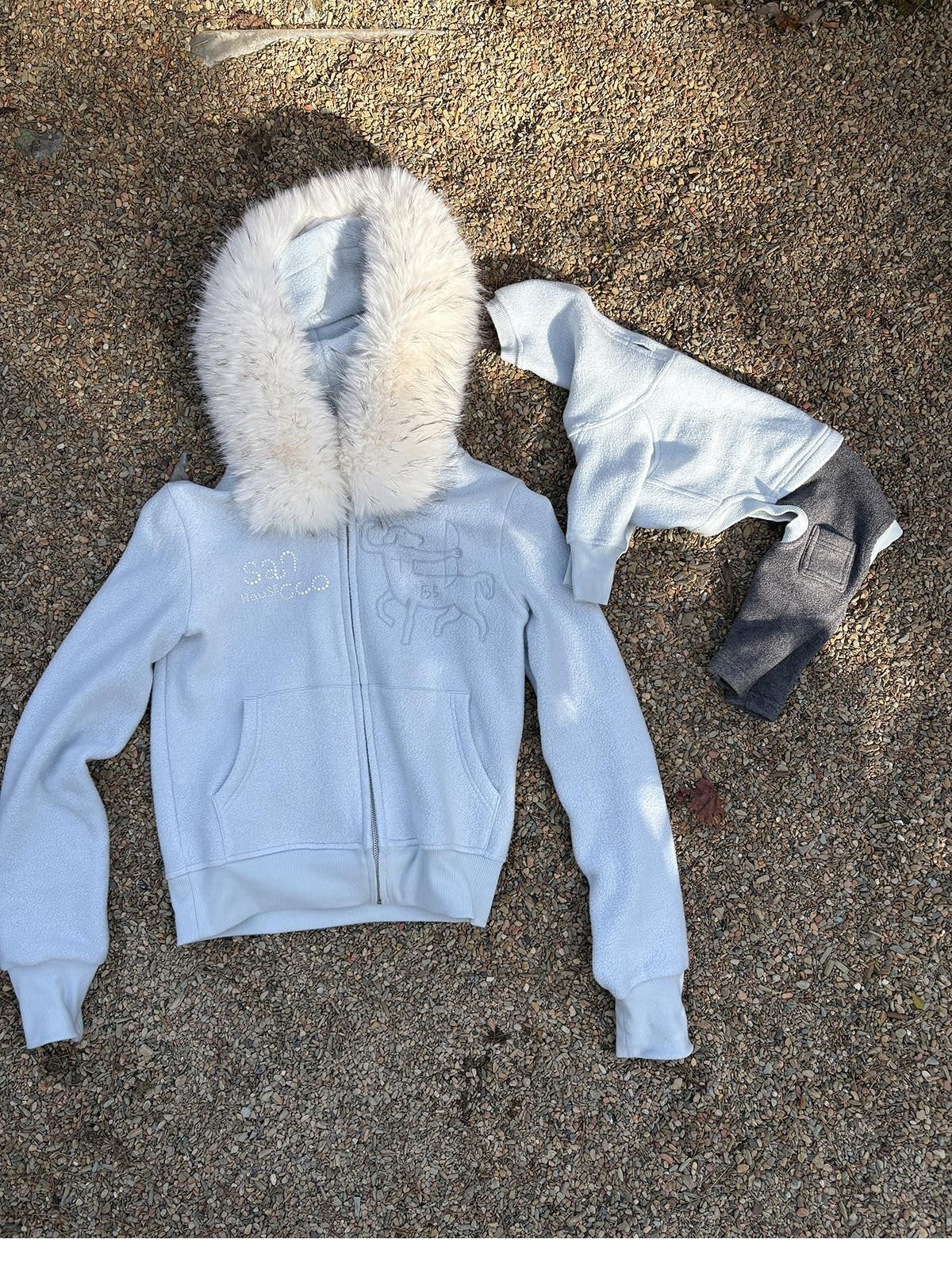 sancco house Detachable Fur Collar Hooded Reversible Fleece Women&