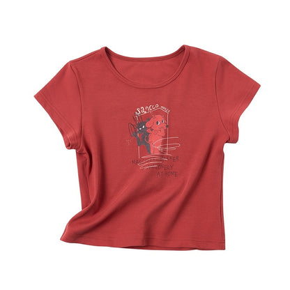sancco_house_Dog_Letter_Print_Round_Neck_Short_Sleeve_Women&