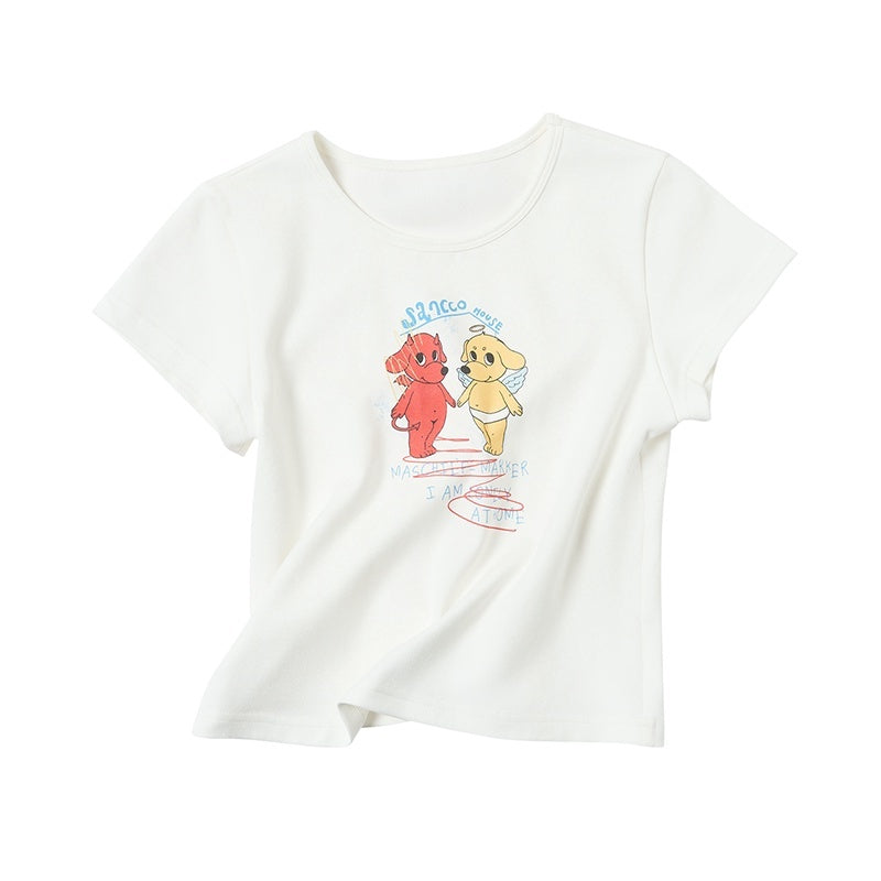sancco_house_Dog_Letter_Print_Round_Neck_Short_Sleeve_Women&
