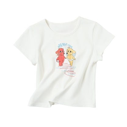 sancco_house_Dog_Letter_Print_Round_Neck_Short_Sleeve_Women&