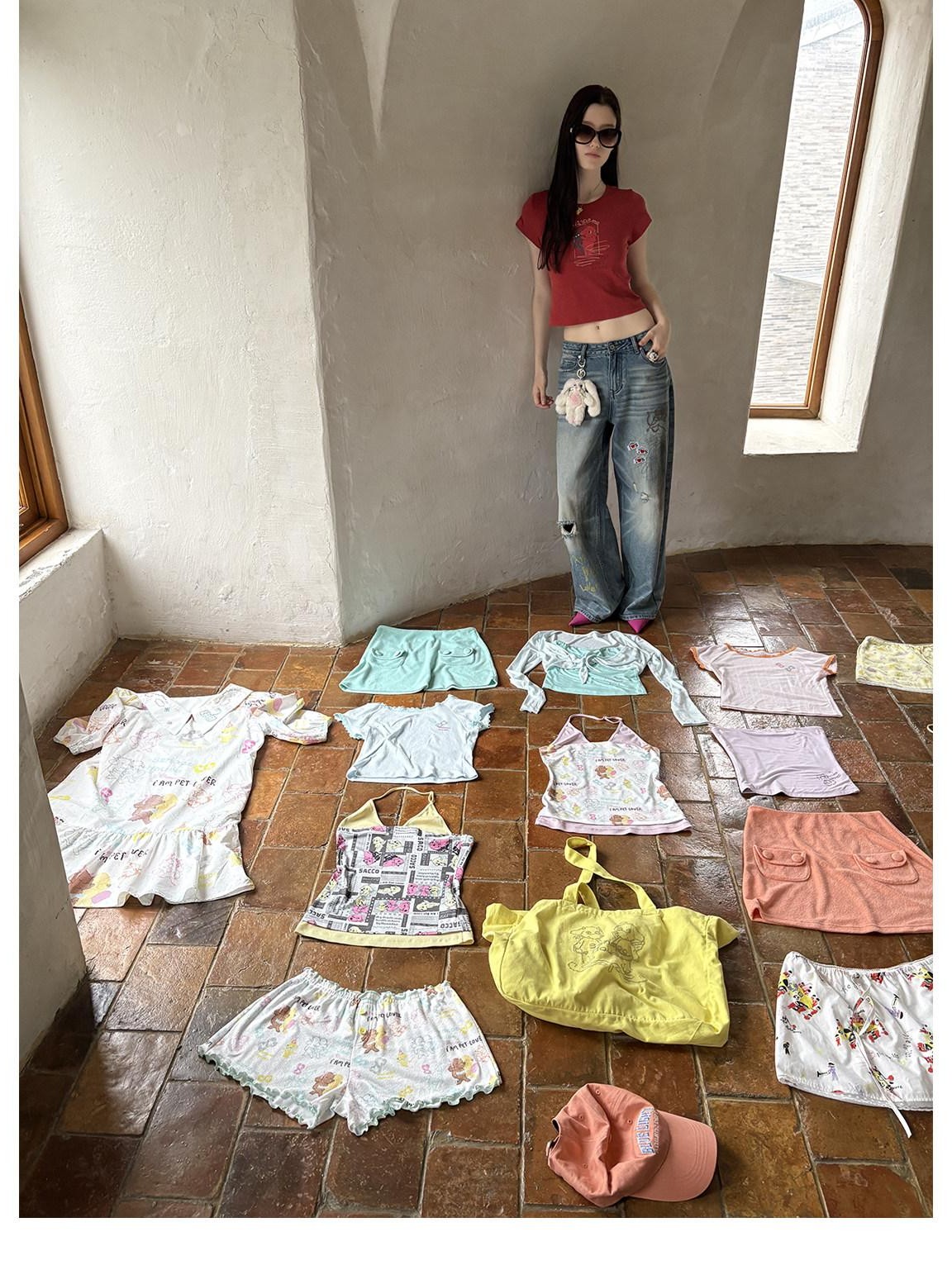 sancco house Dog Letter Print Round Neck Short Sleeve Women&