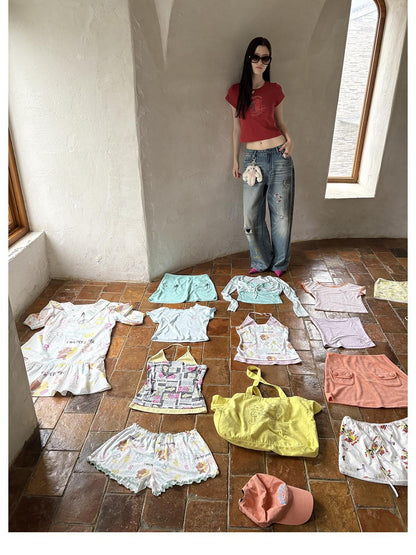 sancco house Dog Letter Print Round Neck Short Sleeve Women&